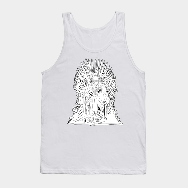 Bernie Sanders meme with mittens on a throne of spades - black and white Tank Top by Uwaki